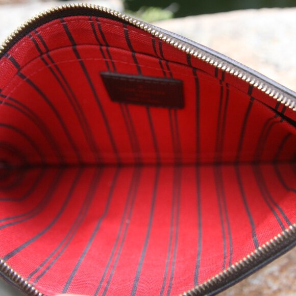 LOUIS VUITTON DAMIER EBENE CLUTCH POCHETTE POUCH WRISTLET MM/GM 100% AUTHENTIC - Picture 9 of 11